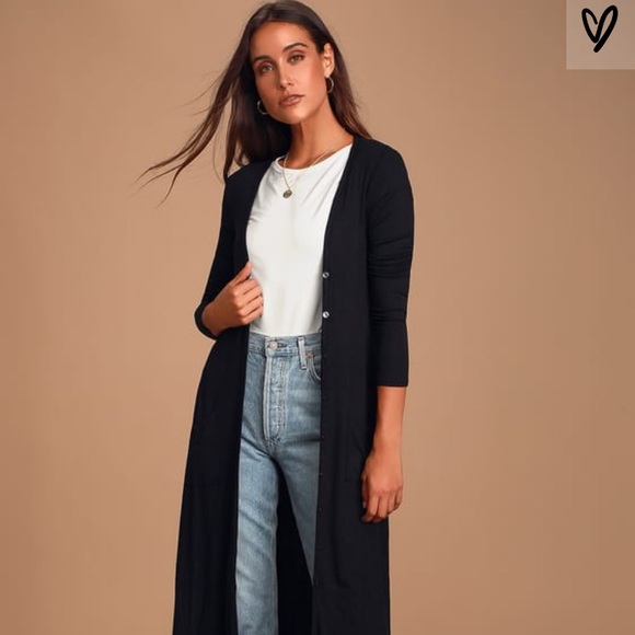 Lulus Sweaters - Black long cardigan